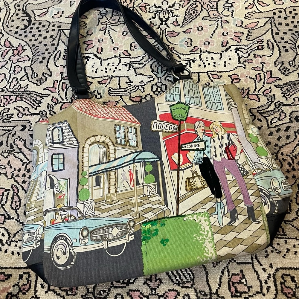 Frankie & Johnnie Vintage Beaded Beverly Hills LA Design Tote Bag - Picture 5 of 9